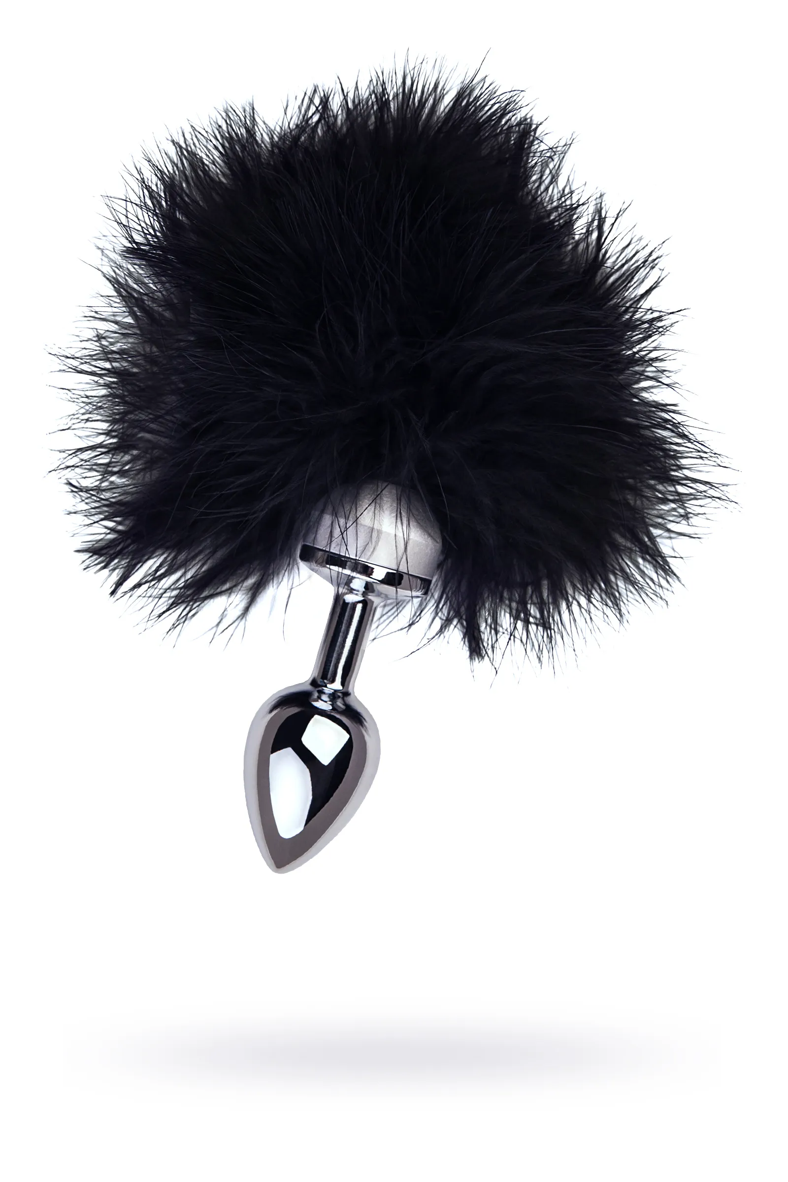 Анальная втулка TOYFA Metall, металл, серебристая, с черной опушкой, 6 см, Ø 2,9 см