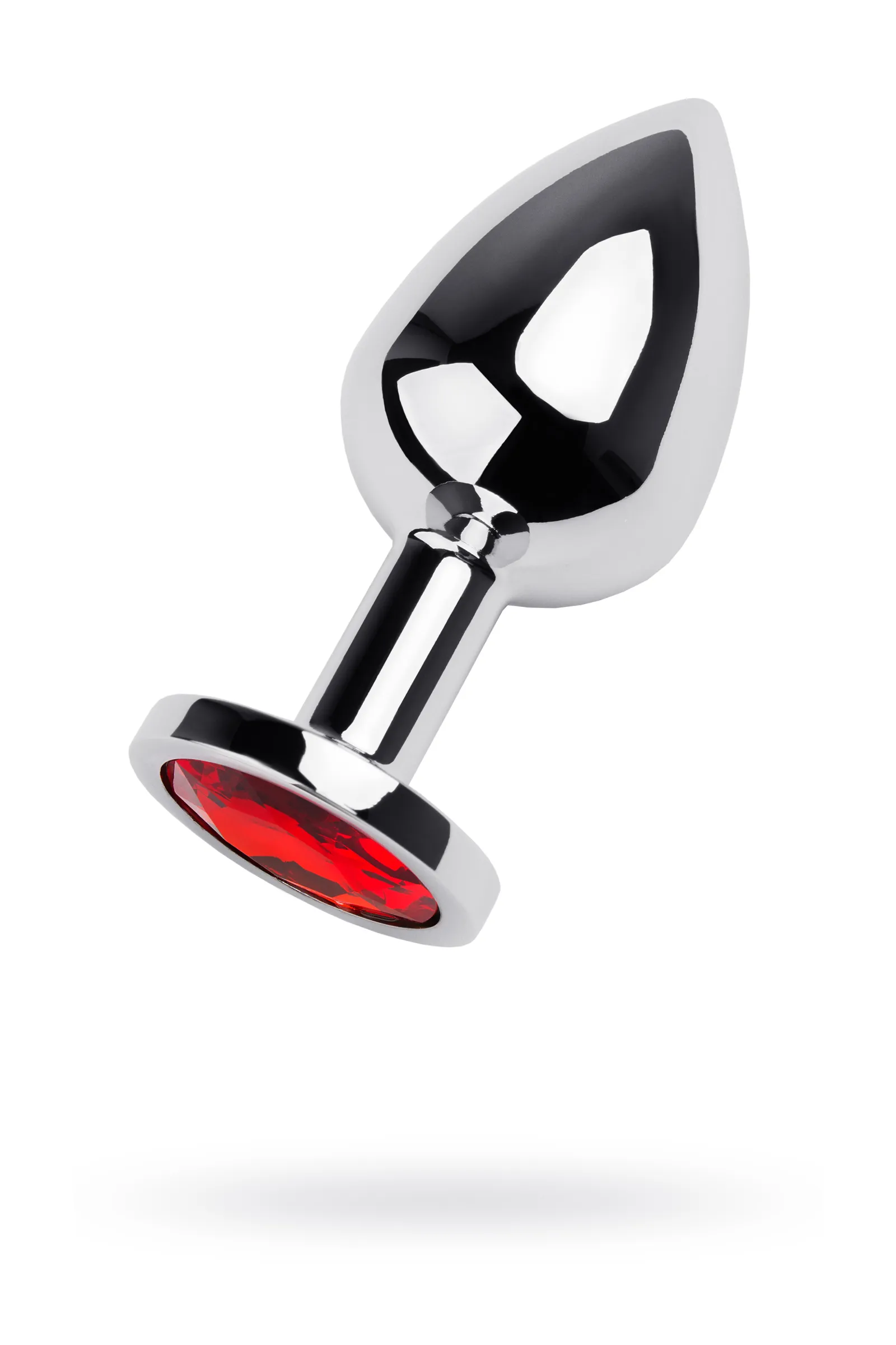 Анальная втулка  TOYFA Metall, металл, серебряная, с красным кристаллом, 8 см, Ø 3,4 см, 85 г