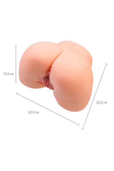 Мастурбатор реалистичный в форме попки, с 2 любовными входами, ТPE, телесный, 5,2 кг (в белой коробк