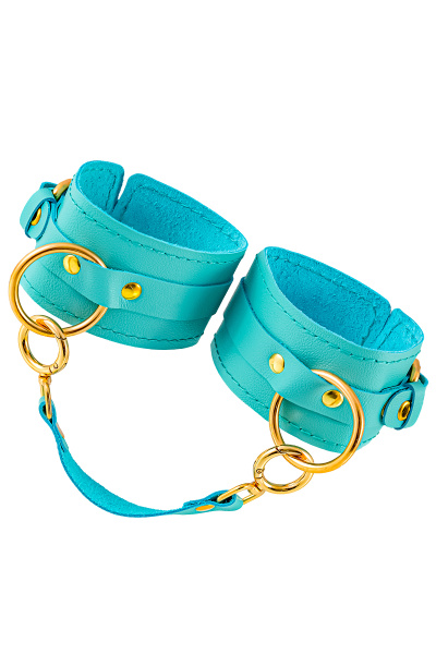 Оковы Pecado BDSM, прямоугольные, однослойные, натуральная кожа, голубой