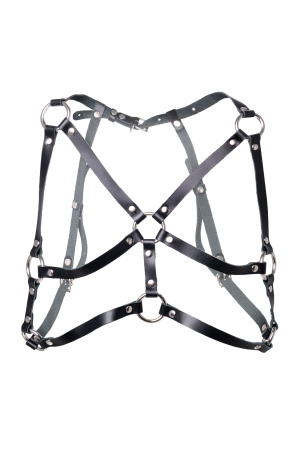 Портупея с кольцами Pecado BDSM, натуральная кожа, черная