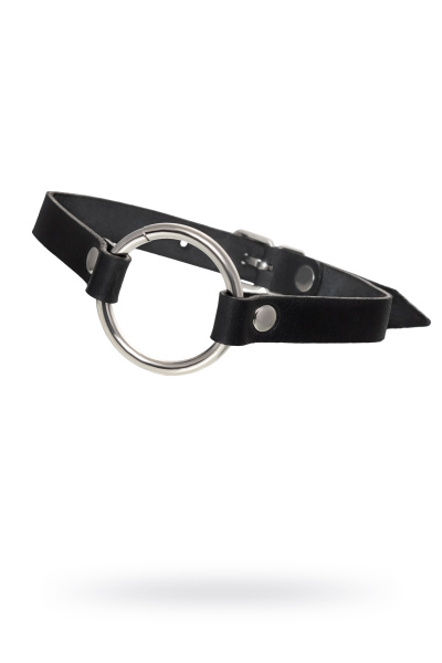 Чокер с круглым кольцом, модель 1 Pecado BDSM, натуральная кожа, черный