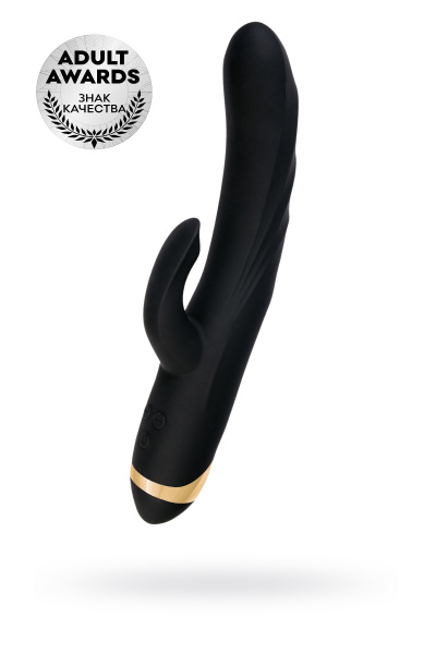 Вибратор с клиторальным  стимулятором WANAME D-SPLASH THUNDER, силикон, черный, 24,2 см
