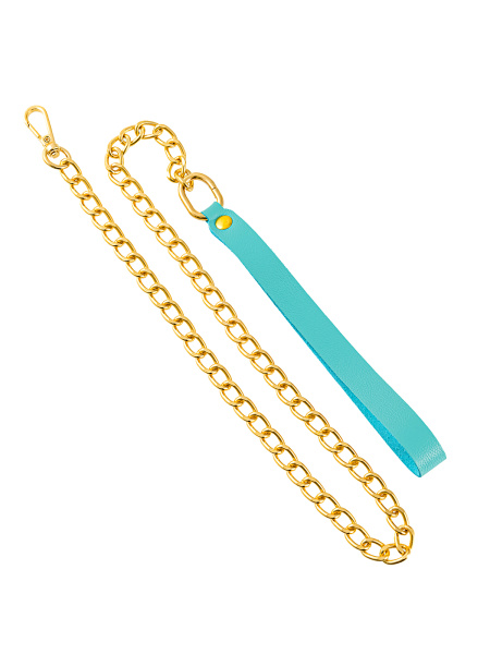 Поводок Pecado BDSM, с карабином для ошейника, натуральная кожа, голубой