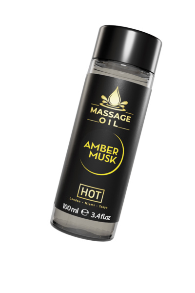 Массажное масло HOT Massage Oil AMBER MUSK, с  ароматом амбры и мускуса,100 мл