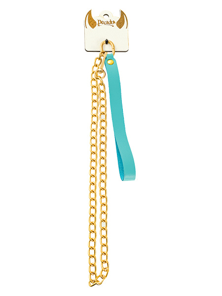 Поводок Pecado BDSM, с карабином для ошейника, натуральная кожа, голубой