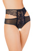 Эротические трусики Erolanta Lingerie Collection с высокой посадкой, с ажурными вырезами черные (42-44)