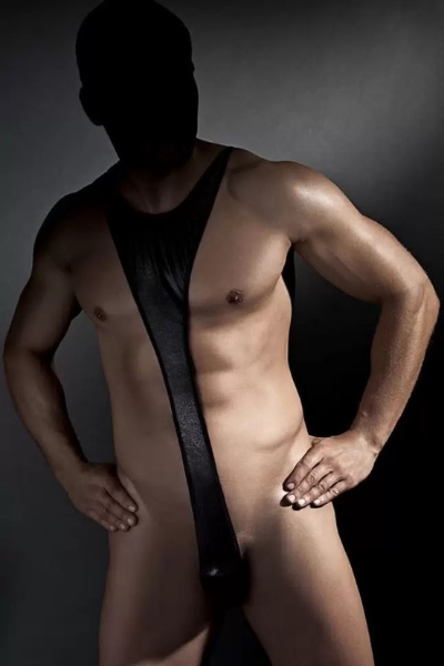 Мужское боди Anais Derrick из ткани с wet-эффектом, черный, S