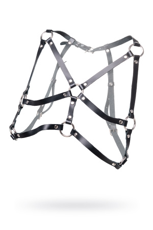 Портупея с кольцами Pecado BDSM, натуральная кожа, черная